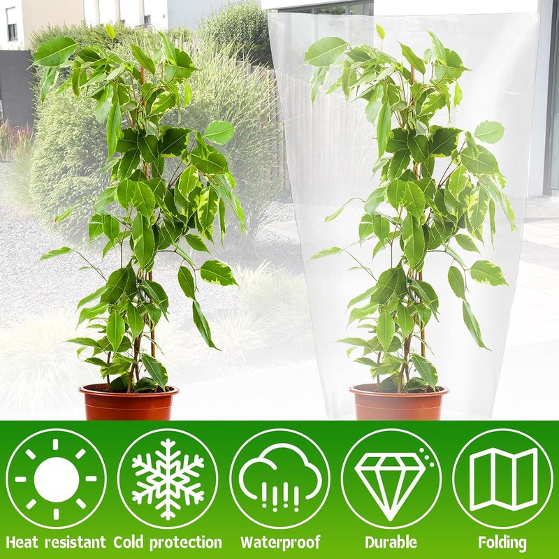 Perthlin 6 Pcs Winter Plant Covers Freeze Protection Small Plastic Clear Film Cover Shelter Bags Waterproof Frost Cloth for Outdoor Plants Greenhouse Garden Rain Frost Protection(15.7 x 27.6 Inch) - Image 4